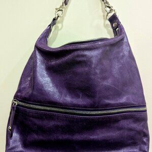 Hobo (the Original) Vintage Aubergine Purple Polished Leather handbag